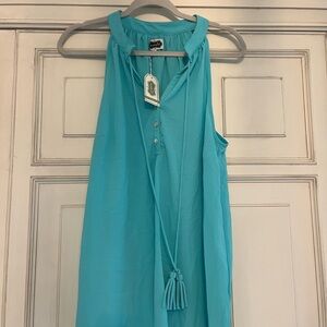 Mud Pie Turquoise Sleeveless Tassel Tank Top
